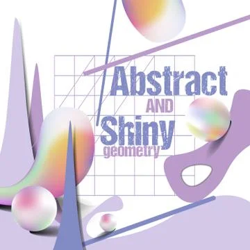 Abstract and shiny geometry background with pastel colors and fluid objects Illustrazione stock