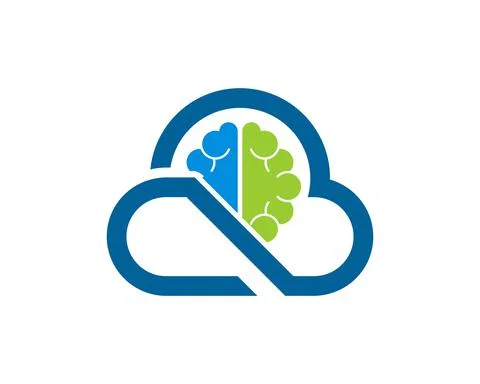 Abstract and simple cloud with brain inside Stock Illustration
