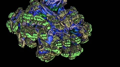 Abstract and trippy psychedelic Full HD exploding 3D fractal blob animation Stock Footage 74585401