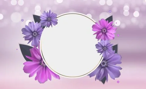 Abstract Anemone Flower Realistic Vector Frame Background Stock Illustration