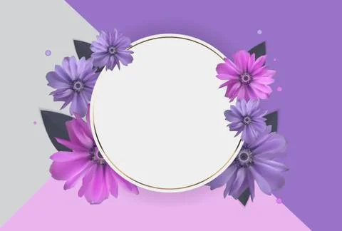 Abstract Anemone Flower Realistic Vector Frame Background Stock Illustration