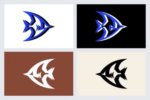 Abstract Angelfish Vector Logo Set Stock Illustration