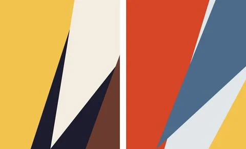 Abstract angular color blocking with yellow red and blue tones Ilustração Stock