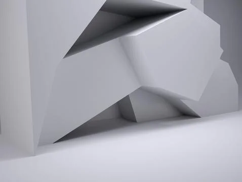Abstract angular grey polygonal structure is rising in 3D render studio with 스톡 일러스트