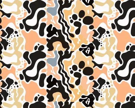 Abstract Animal Print Pattern with Orange, Black, and White イラスト素材