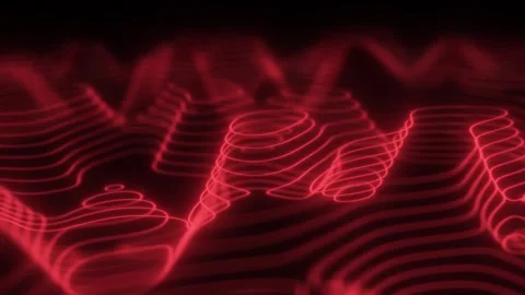 Abstract animated 3D landscape. Moving red waves on black background Stock Footage 261283929