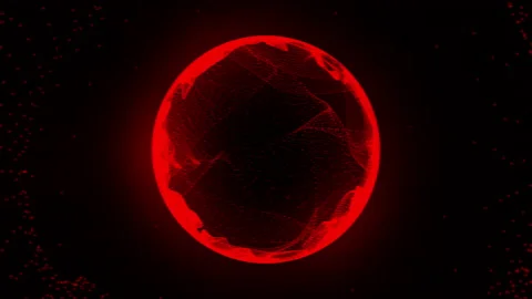 Abstract animated 3d red sphere made of shining particles and glowing energy Видео 239091877