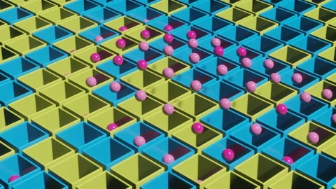 Abstract animated background with 3d render multicolor elements. Seamless loop Stock Footage 167232020