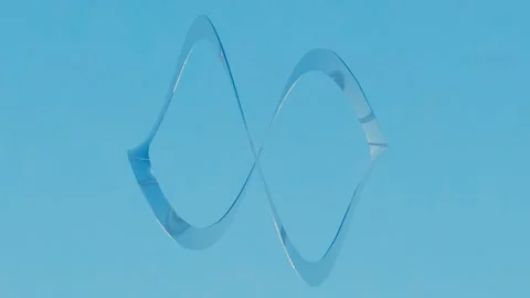 Abstract animated background blue color. slowly deforming curled figure on blue  Video stock 308873197