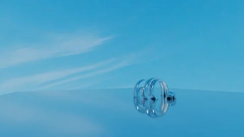 Abstract animated background of blue color. deforming curled figure on blue back Video stock 308873213