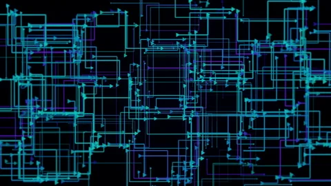 Abstract animated background depicting chaotic digital connections that are.. Stock Footage 239717150