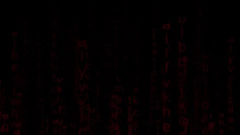 Abstract animated Background of Falling Red Letters and Symbols on Black, D.. Stock Footage 321586415