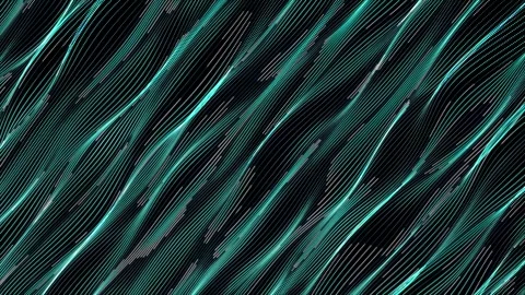 Abstract animated background with flowing lines in shades of teal and black. The 스톡 동영상 315986024