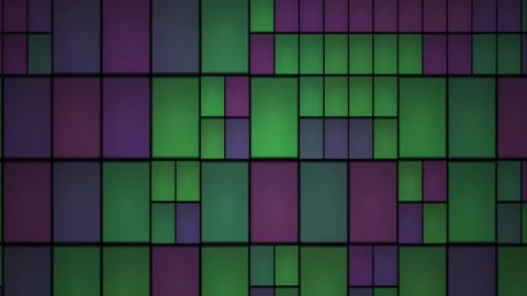 Abstract animated background of glowing purple and green rectangular tiles .. Stock Footage 346317130
