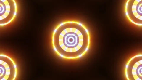 Abstract animated background. glowing rings shimmering in different colors on a  Stock Footage 302062886