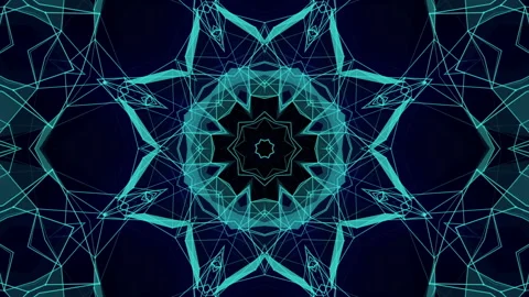 Abstract animated background of kaleidoscope patterns on black background. 3d re Stock-Footage 96061462