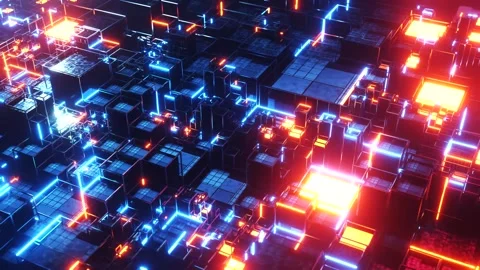 Abstract animated background made of animated cubes of different sizes Stock Footage 329410276