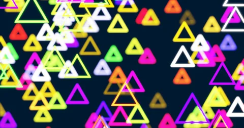 An abstract animated background made of multicolored glowing triangles. Stock Footage 254034519