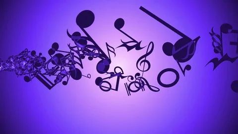Abstract animated background with moving colorful music notes. Stock Footage 73340291
