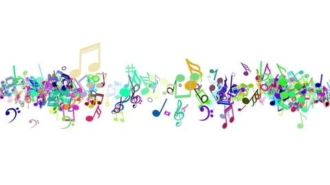 Abstract animated background with moving colorful music notes. Stock Footage 73360378