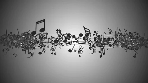 Abstract animated background with moving colorful music notes. Stock Footage 73360385