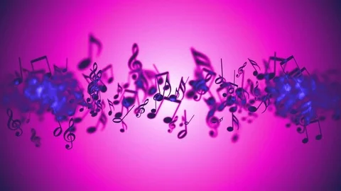 Abstract animated background with moving colorful music notes. Stock Footage 73360386
