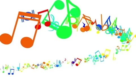 Abstract animated background with moving colorful music notes. Stock Footage 73376935