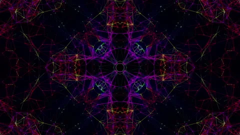Abstract animated background of multicolored flashing patterns on a black backgr Stock Footage 96060437