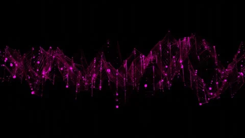 Abstract animated background. purple spheres on purple deformable grid on black  Stock Footage 305157705