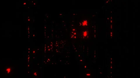 Abstract animated background red blinking grid on black background. 3d render lo Stock-Footage 308396577