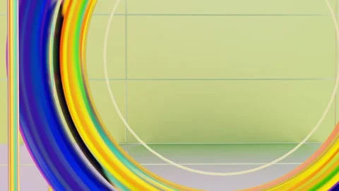 Abstract animated background red blue ring and silver sphere. 3d render looped a Stock Footage 312736065