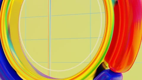 Abstract animated background red blue ring and silver sphere. 3d render looped a Stock Footage 312736066