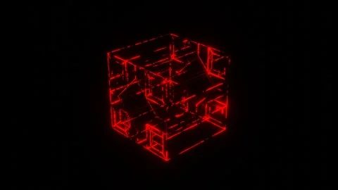Abstract animated background. red flashing patterns and lines on black backgroun Stock Footage 305837228