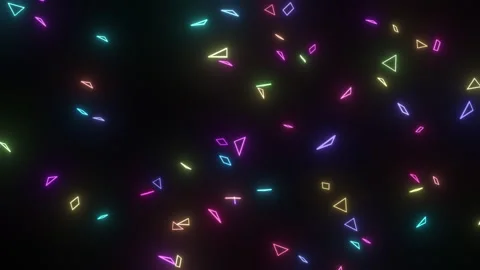 Abstract animated background of small neon shapes randomly slow moving Stock Footage 280993763
