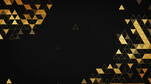 Abstract animated black background with gold triangle shapes. Loop motion Video stock 284104334