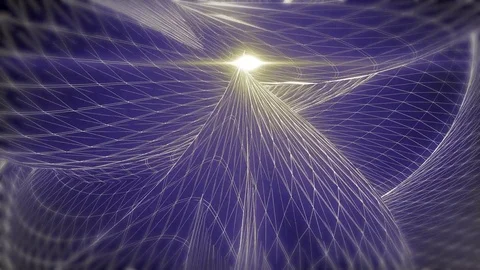 Abstract animated blue motion background of spinning spheres with lines and w Video stock 82470938