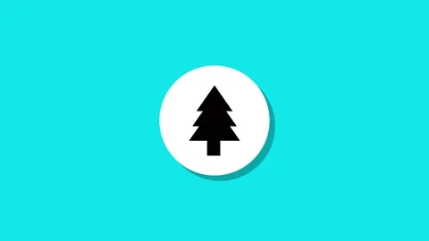 Abstract animated circle with pine tree icon appears on cyan background wit.. Stock Footage 327762610