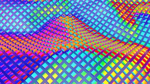 Abstract animated colorful background. deforming surface with cubes. 3d render Stock Footage 141343525