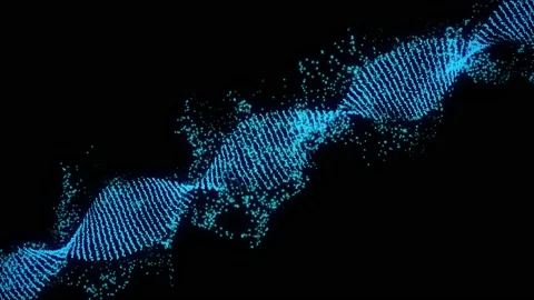 Abstract animated construction of a DNA molecule from particles. Video stock 232871531
