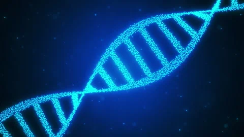 Abstract animated construction of a DNA molecule from particles Stock Footage 259274916