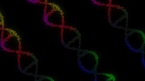 Abstract animated construction of a DNA molecule from particles. Concept an.. Stock Footage 309845590