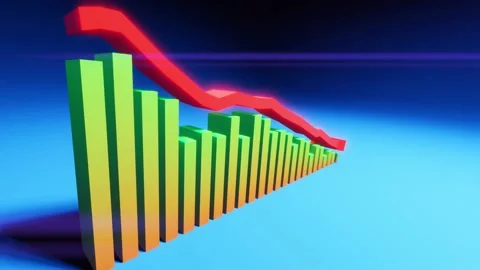 Abstract animated descending chart or bar graph. Business decline or Stock Footage 133725658
