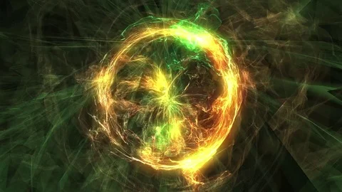 Abstract animated gold motion background of spinning spheres with lines and w Stock-Footage 82699175