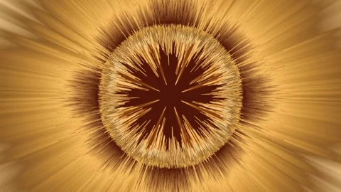 Abstract animated golden background with a circle in the center and rays Stock Footage 311476616