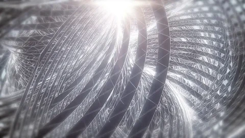 Abstract animated gray motion background of spinning spheres with lines and w Video stock 82442139