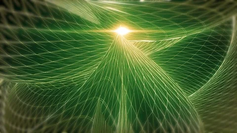 Abstract animated green motion background of spinning spheres with lines and  Vídeo Stock 82448152