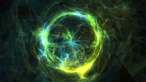 Abstract animated green motion background of spinning spheres with lines and  動画素材 82703476