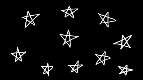 An abstract animated loop of multiple white, scribbled star shapes scattere.. 스톡 동영상 322028153