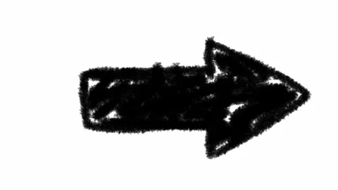 An abstract animated loop of a thick, black, scribbled arrow pointing right.. Video stock 322028155