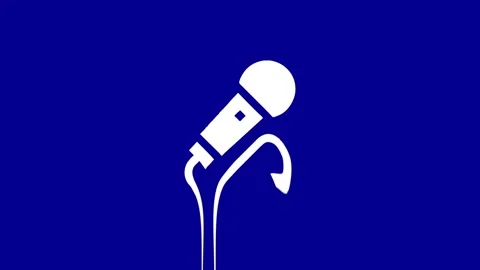 Abstract Animated Microphone Icon on Royal Blue Background Stock Footage 327761919